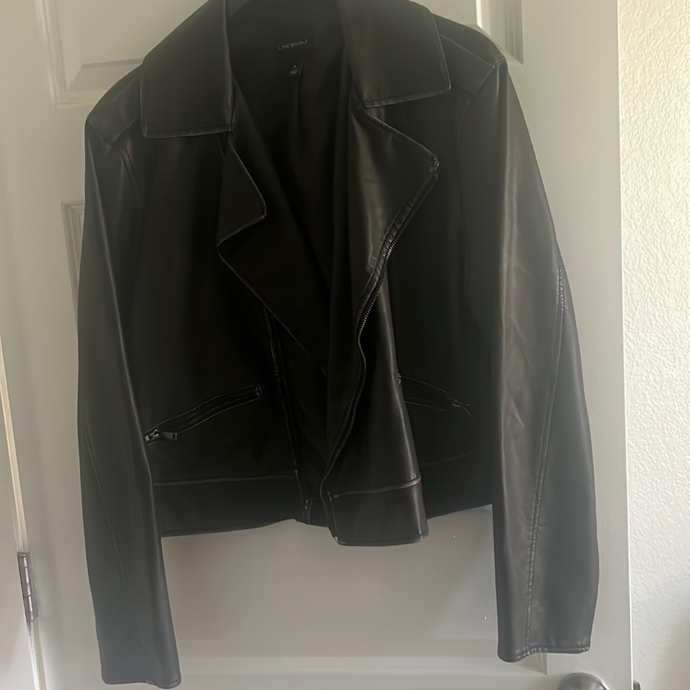 Faux leather motorcycle jacket